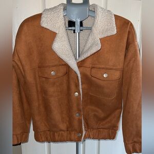Sweet Rain Jacket Women's Size Medium Faux Suede Sherpa Lined Rust Color